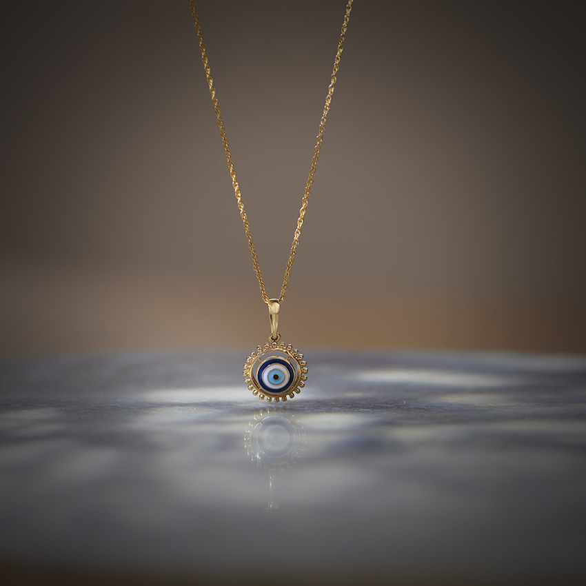 Fashionable Evil Eye Gold Pendant, view 3
