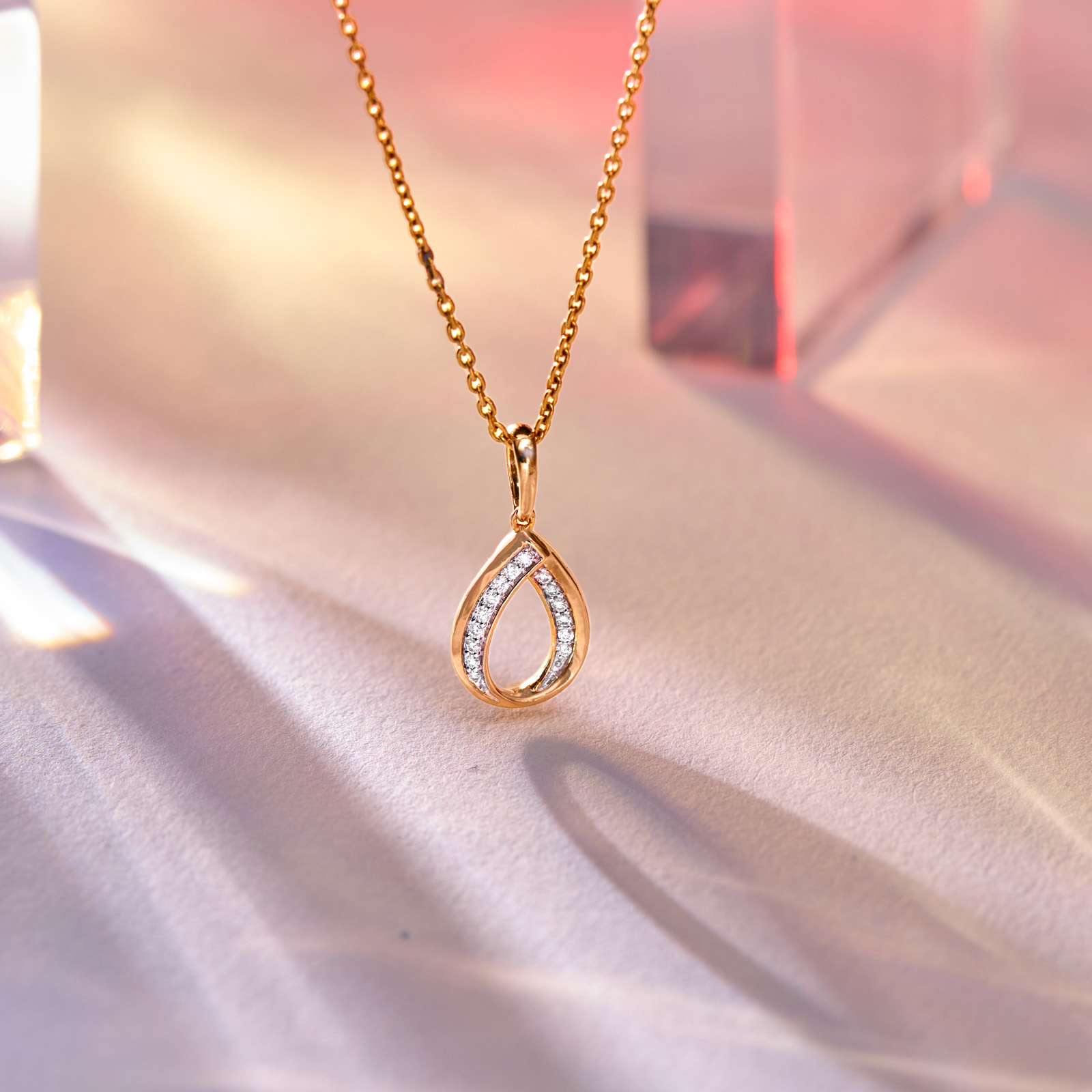 Pear Glint 9KT Diamond Pendant, view 3