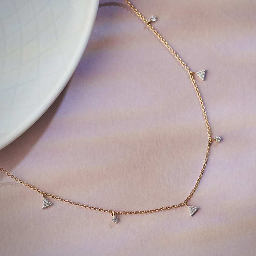 Triad Sway Fine Line Diamond Necklace, view 3